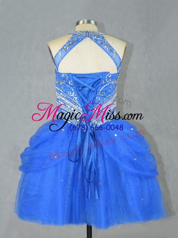 wholesale sleeveless lace up mini length beading homecoming dress