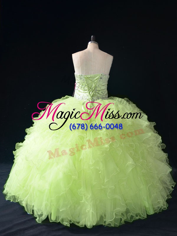 wholesale sleeveless lace up floor length beading and ruffles 15th birthday dress