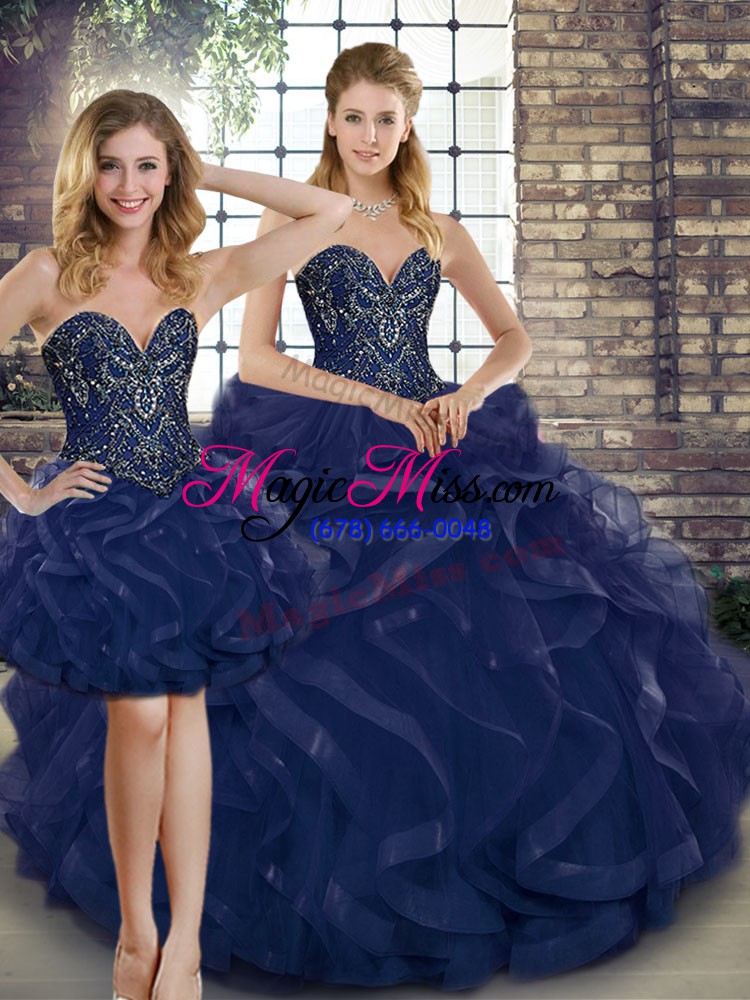 wholesale sexy floor length navy blue quinceanera gowns sweetheart sleeveless lace up