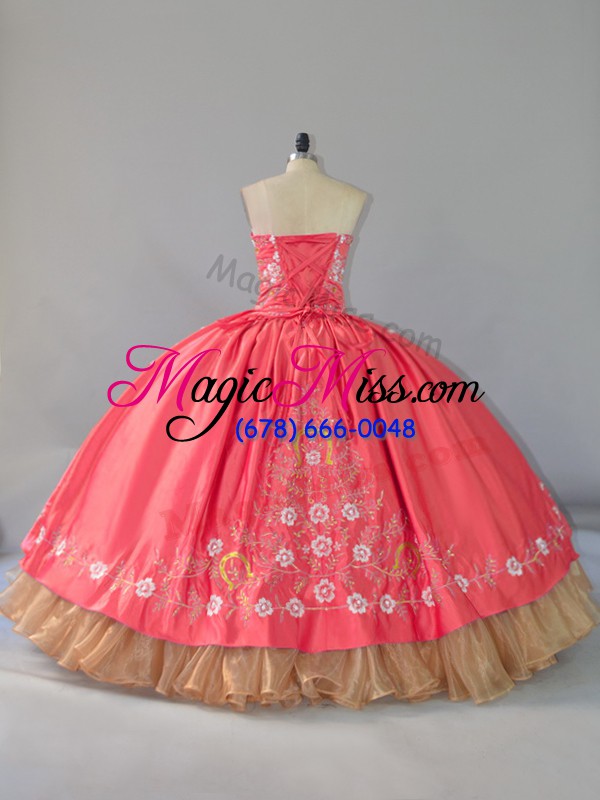 wholesale colorful floor length ball gowns sleeveless watermelon red sweet 16 dress lace up