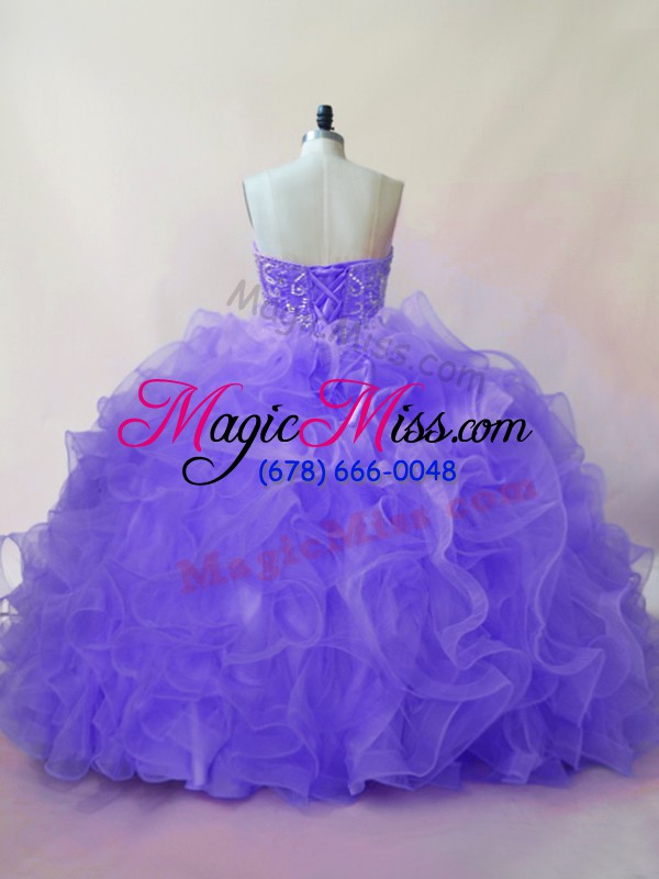 wholesale gorgeous beading and ruffles 15 quinceanera dress lavender lace up sleeveless floor length
