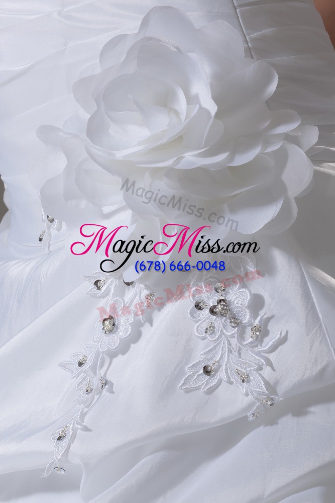 wholesale white sleeveless taffeta brush train lace up wedding gown for wedding party