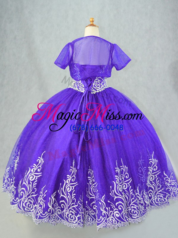 wholesale sleeveless floor length beading and embroidery lace up pageant dresses with purple