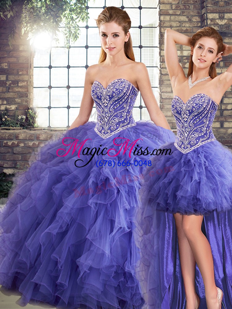 wholesale lavender quince ball gowns military ball and sweet 16 and quinceanera with beading and ruffles sweetheart sleeveless lace up