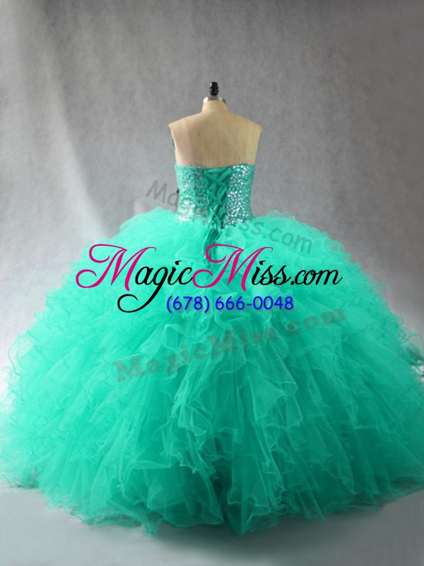 wholesale tulle sleeveless floor length sweet 16 quinceanera dress and beading and ruffles