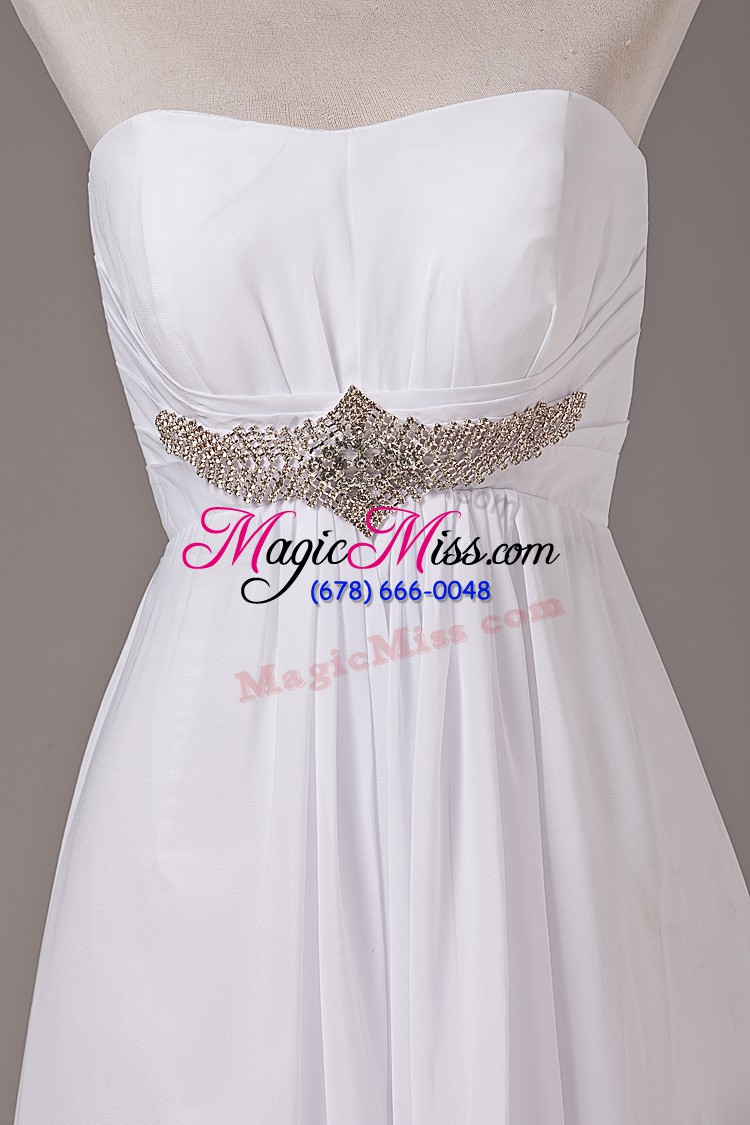 wholesale white empire strapless sleeveless chiffon floor length lace up beading wedding dress