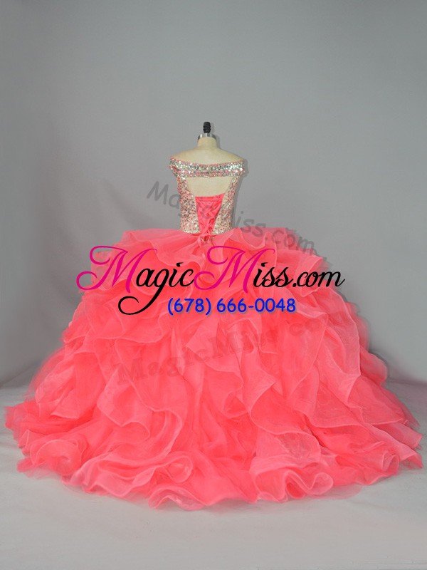wholesale perfect off the shoulder sleeveless organza vestidos de quinceanera beading and ruffles lace up