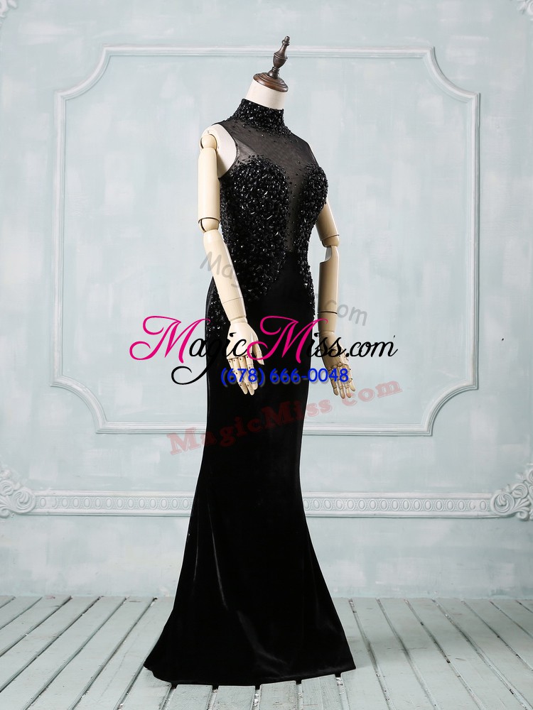 wholesale zipper formal evening gowns black for prom and party and military ball with beading brush train