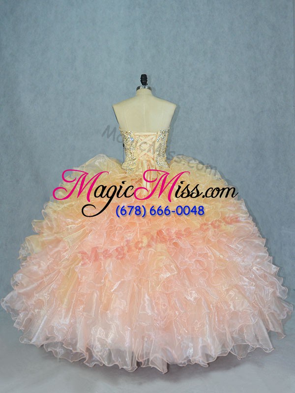 wholesale multi-color sweetheart neckline beading and ruffles quinceanera gowns sleeveless lace up