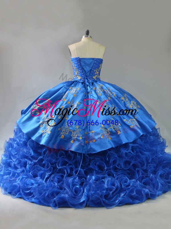 wholesale inexpensive sleeveless lace up embroidery and ruffles quinceanera dress