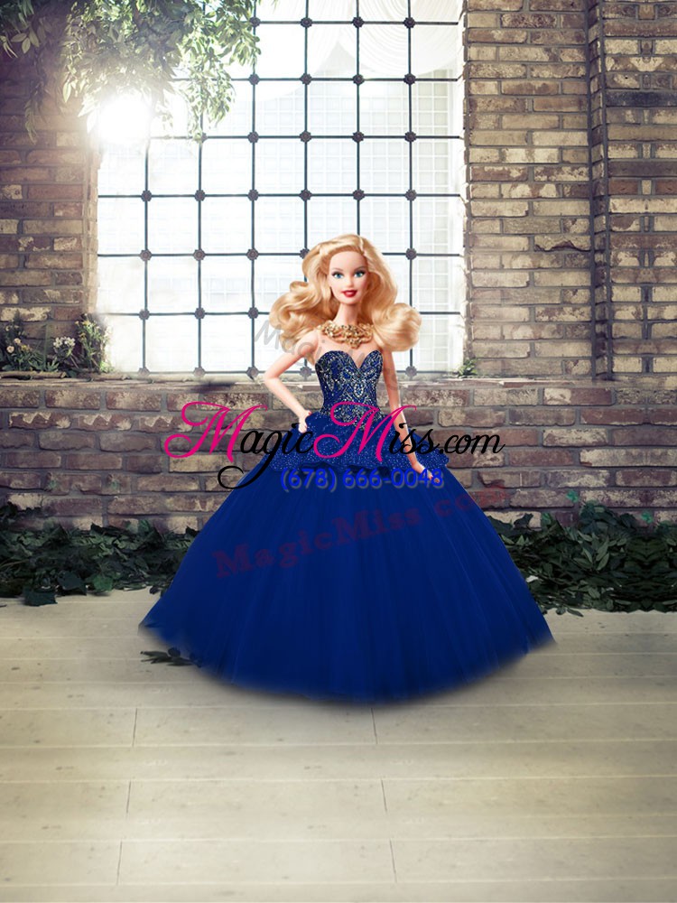 wholesale floor length royal blue quinceanera gown sweetheart sleeveless lace up