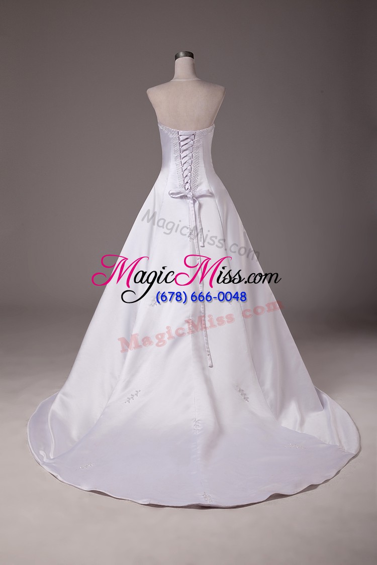 wholesale strapless sleeveless wedding gowns brush train beading white taffeta