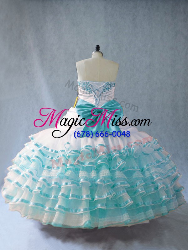 wholesale sleeveless lace up floor length embroidery and ruffled layers sweet 16 dress