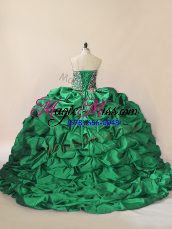 wholesale green sleeveless beading and pick ups lace up quinceanera gowns
