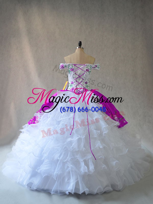 wholesale deluxe white and purple sleeveless organza lace up vestidos de quinceanera for sweet 16 and quinceanera