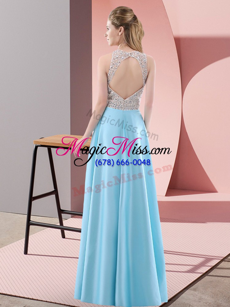 wholesale satin sleeveless floor length prom dresses and beading