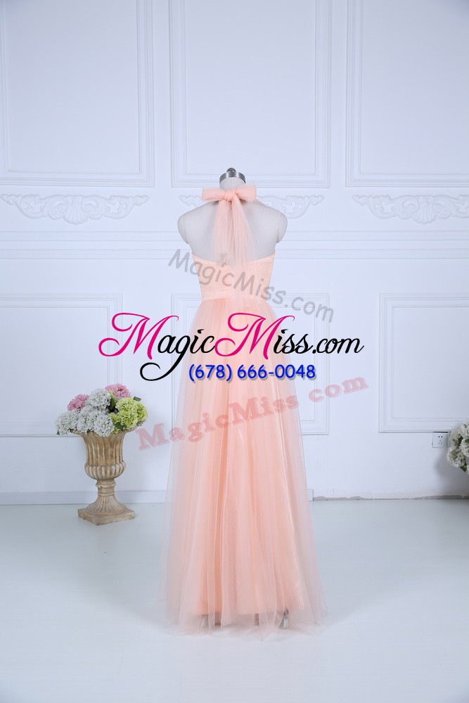 wholesale stylish peach sleeveless tulle zipper quinceanera court dresses for wedding party