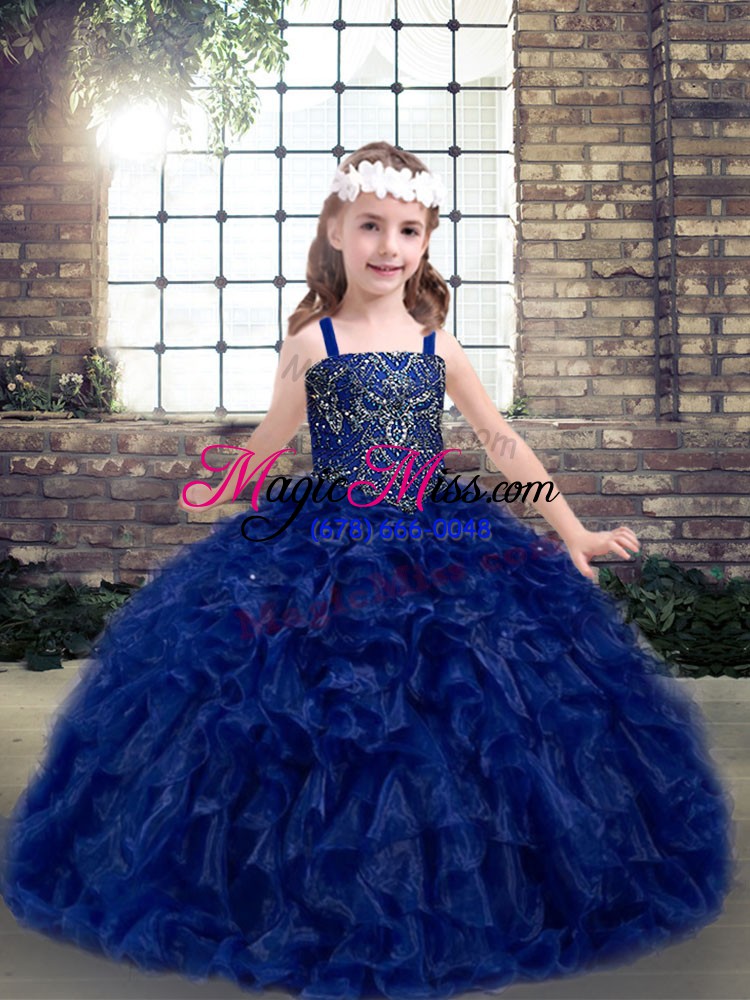 wholesale exquisite sleeveless beading and ruffles lace up kids formal wear