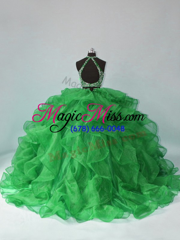 wholesale sleeveless beading and ruffles backless quinceanera gowns