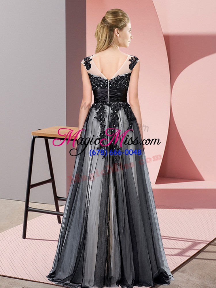 wholesale empire bridesmaid gown purple scoop tulle sleeveless floor length zipper
