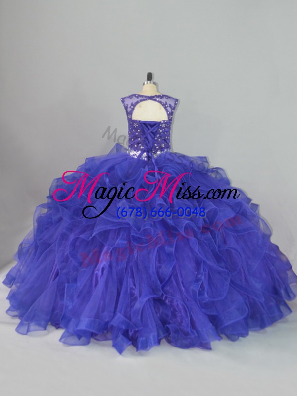 wholesale attractive blue quince ball gowns sweet 16 and quinceanera with beading and ruffles scoop sleeveless lace up
