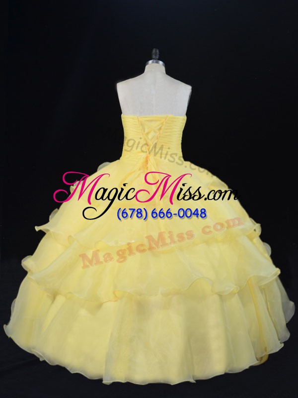 wholesale glittering organza sleeveless floor length ball gown prom dress and hand made flower