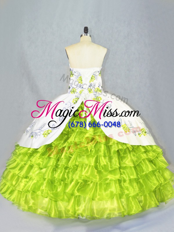 wholesale organza lace up sweetheart sleeveless floor length sweet 16 quinceanera dress embroidery and ruffled layers