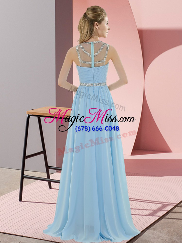 wholesale sumptuous scoop sleeveless prom dresses floor length beading lavender chiffon