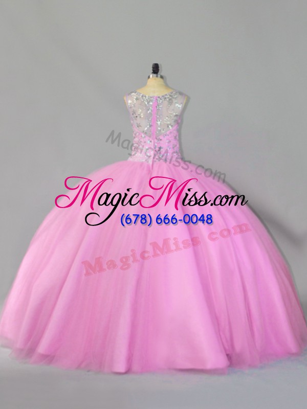 wholesale unique baby pink sleeveless floor length sequins zipper quinceanera gowns