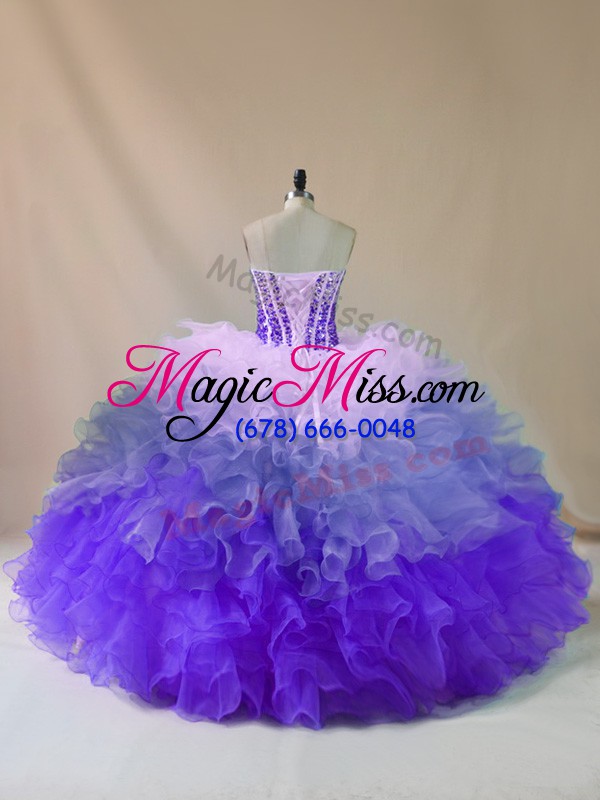 wholesale pretty organza sleeveless floor length sweet 16 quinceanera dress and beading and ruffles