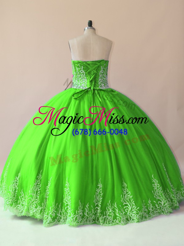 wholesale sweetheart sleeveless tulle sweet 16 quinceanera dress embroidery lace up