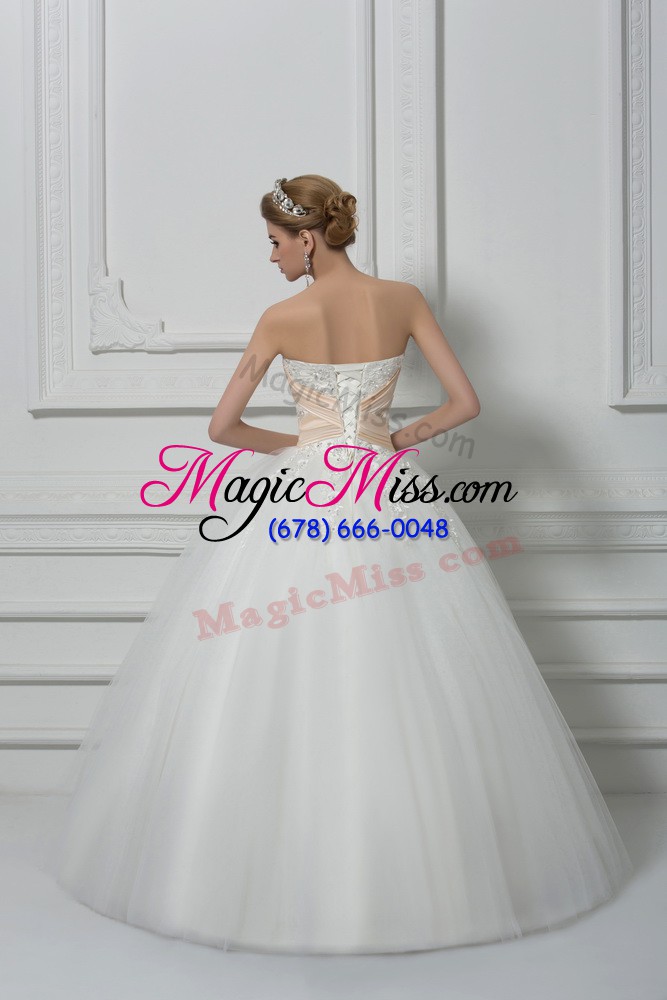 wholesale flirting tulle sleeveless floor length wedding gown and beading and lace