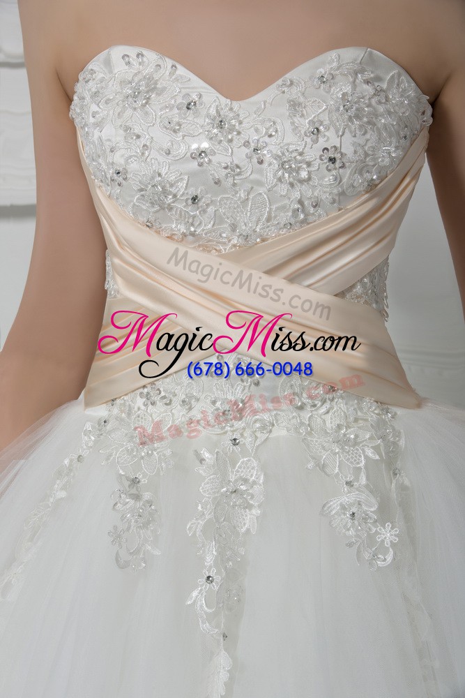 wholesale flirting tulle sleeveless floor length wedding gown and beading and lace
