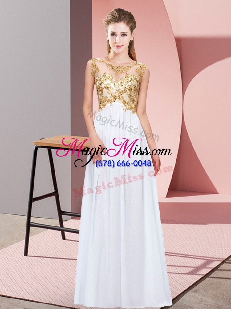 wholesale gorgeous white chiffon zipper damas dress sleeveless floor length beading and appliques