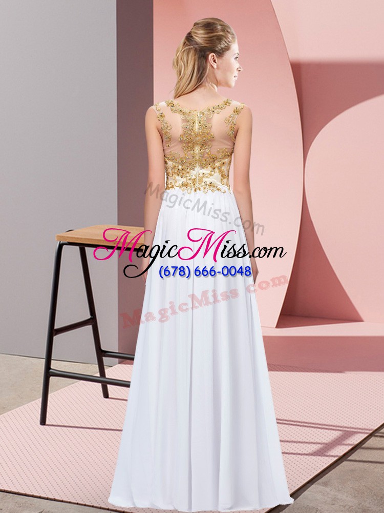 wholesale gorgeous white chiffon zipper damas dress sleeveless floor length beading and appliques