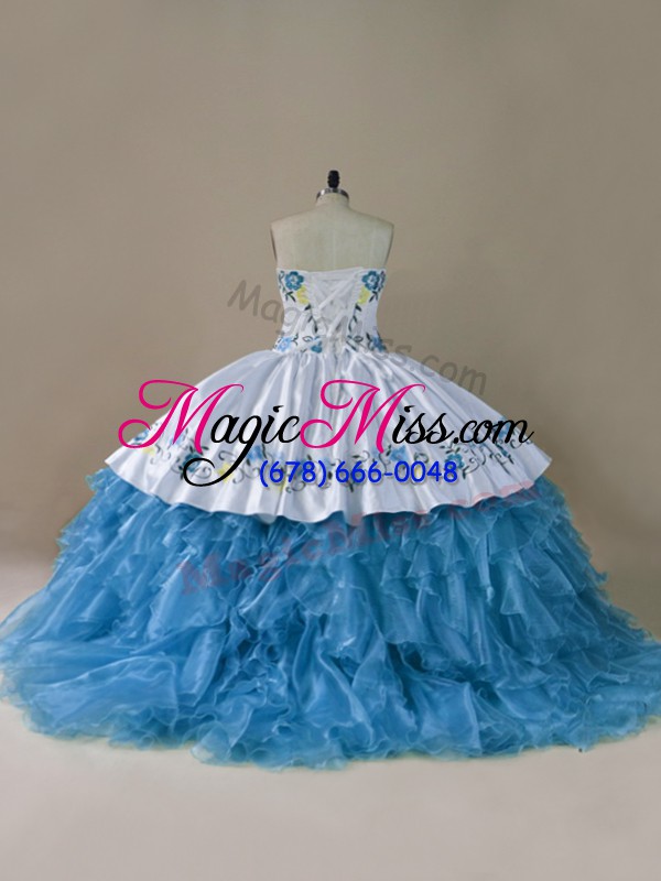 wholesale enchanting blue sleeveless organza lace up sweet 16 quinceanera dress for sweet 16 and quinceanera