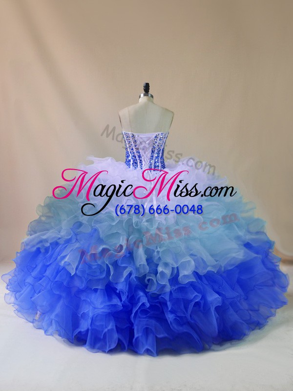 wholesale perfect ball gowns sweet 16 dress multi-color sweetheart organza sleeveless floor length lace up