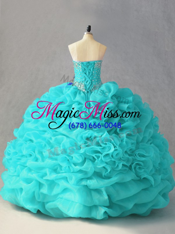 wholesale floor length ball gowns sleeveless aqua blue quinceanera dresses lace up
