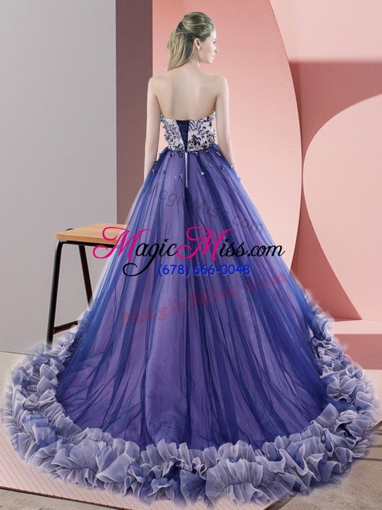 wholesale sweetheart sleeveless prom evening gown sweep train beading and appliques green tulle