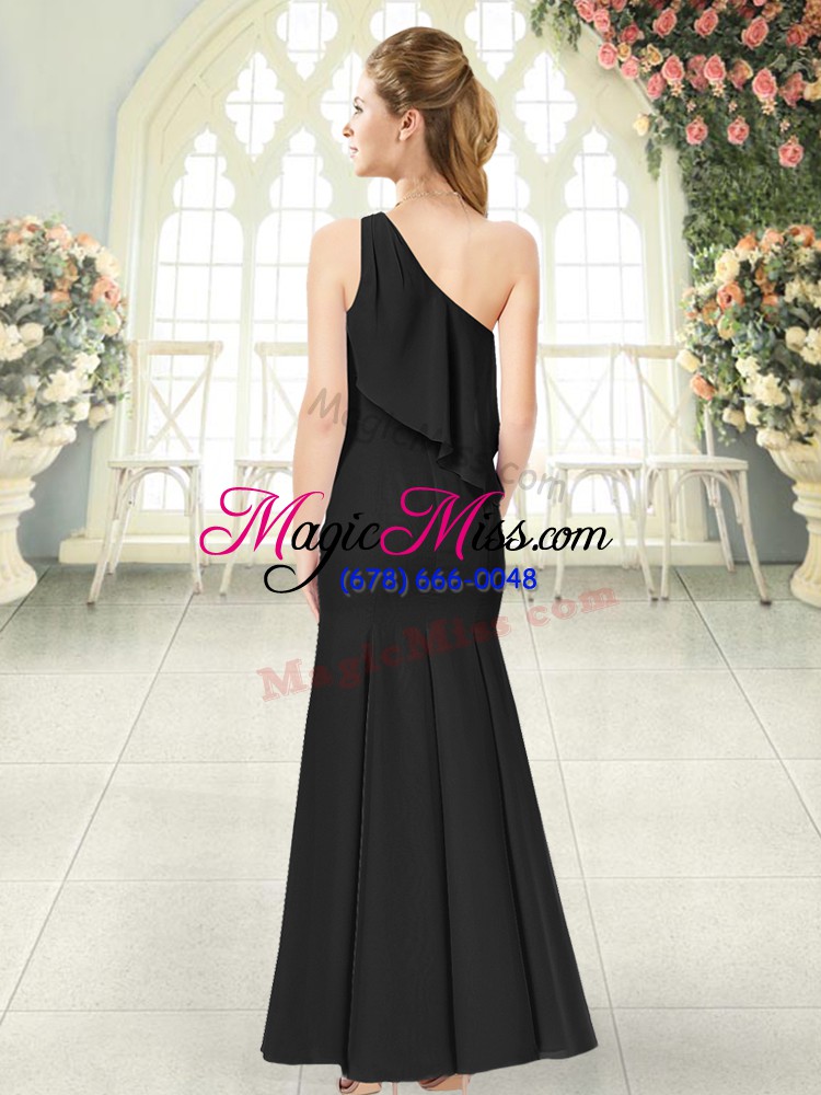 wholesale customized black sleeveless satin side zipper prom gown for prom and party and military ball