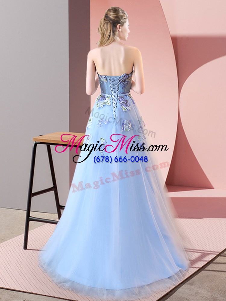 wholesale fantastic sleeveless lace up floor length appliques homecoming dress