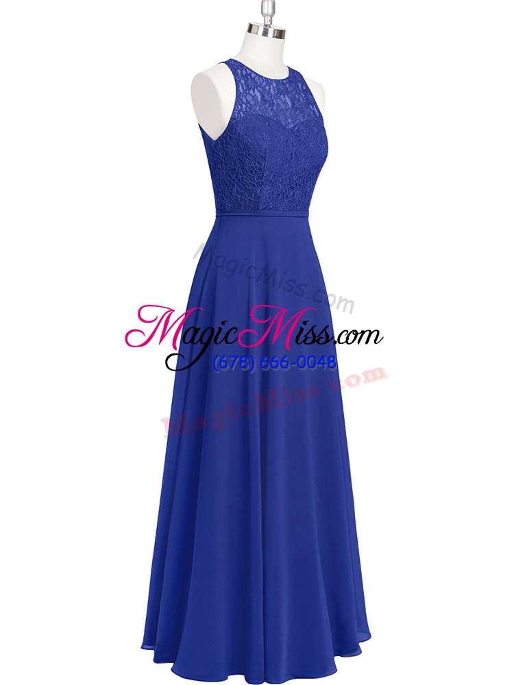 wholesale best selling floor length zipper evening gowns royal blue for prom and party with lace