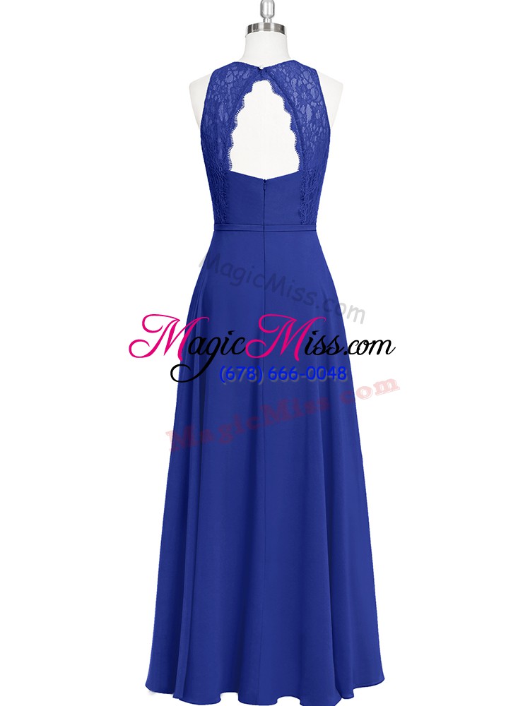 wholesale best selling floor length zipper evening gowns royal blue for prom and party with lace