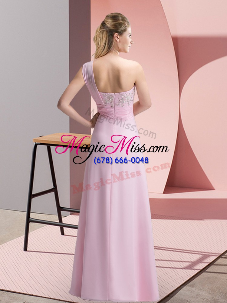wholesale superior floor length baby pink homecoming dress one shoulder sleeveless zipper