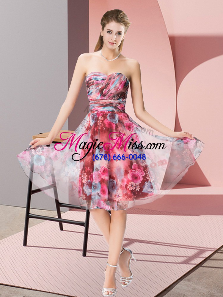 wholesale knee length multi-color evening dress printed sleeveless pattern