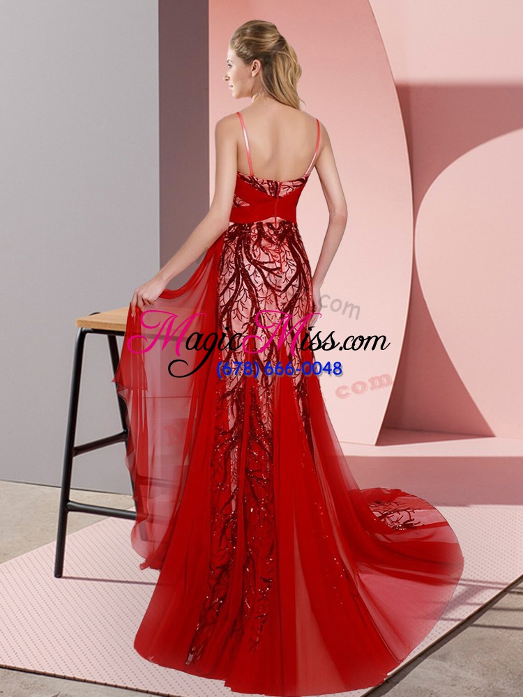 wholesale luxurious tulle sleeveless prom evening gown sweep train and beading and lace