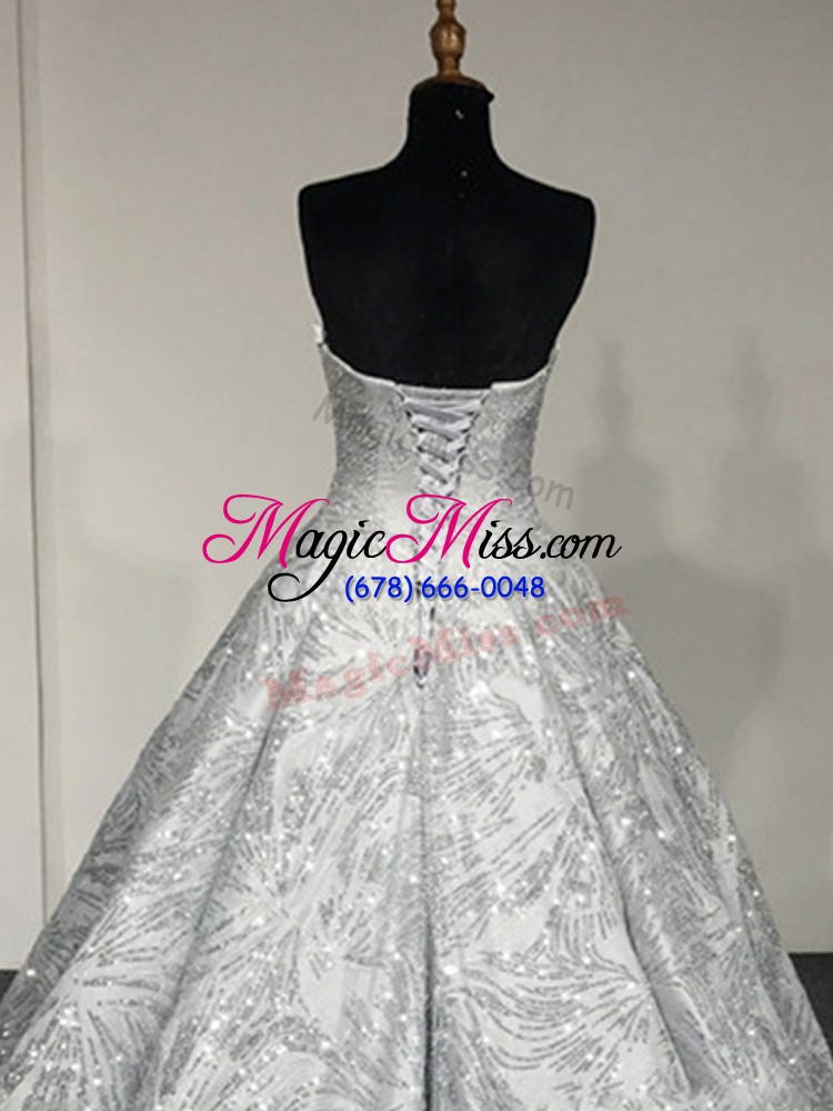 wholesale adorable silver sleeveless lace up sweet 16 dresses for military ball and sweet 16 and quinceanera
