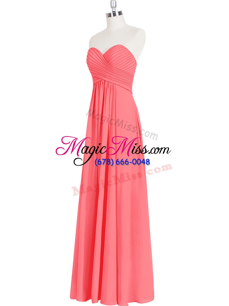 wholesale spectacular floor length empire sleeveless watermelon red prom party dress zipper