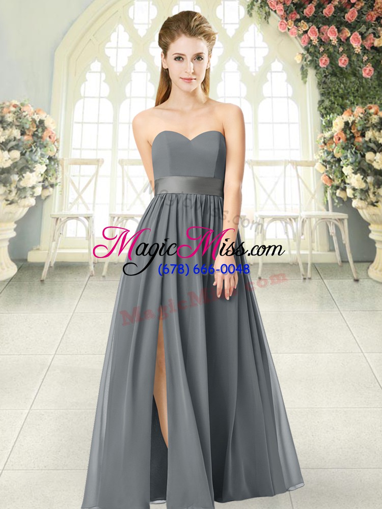 wholesale edgy grey sweetheart zipper belt formal evening gowns sleeveless
