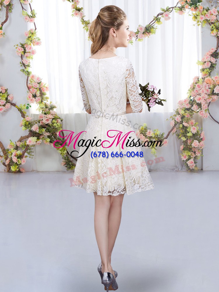 wholesale lavender lace zipper dama dress half sleeves mini length belt